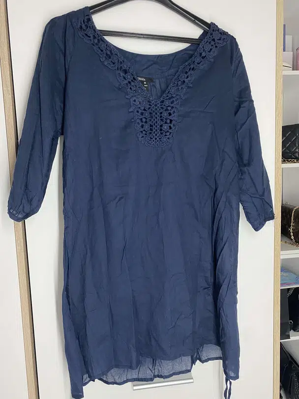 Robe Ou Tunique Bleu Foncé En Maille Folia Taille 4 - Longue, Manches Longues, Très Bon état