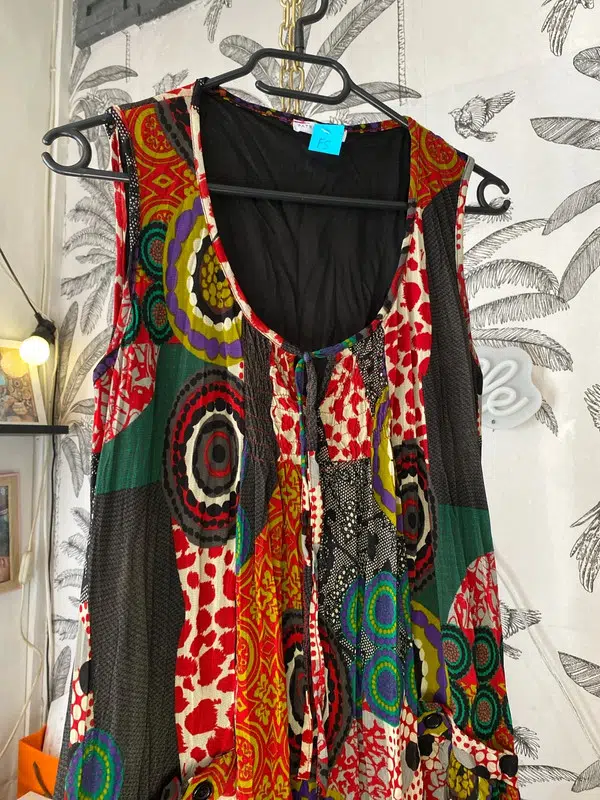 Tunique Ethnique Femme – Taille 38/40 – Marron – Motif – Très Bon état