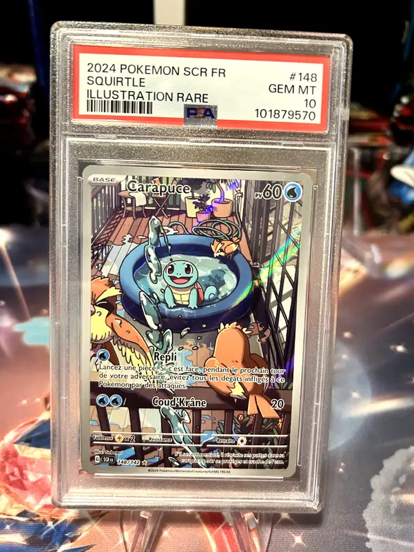 148 142 pokemon card Squirtle - Holofoil SV07 Stellar Crown RarityIllustration Rare Hit Points60 HP Water Withdraw Flip a coin Voggt - buy Carapuce 148/142