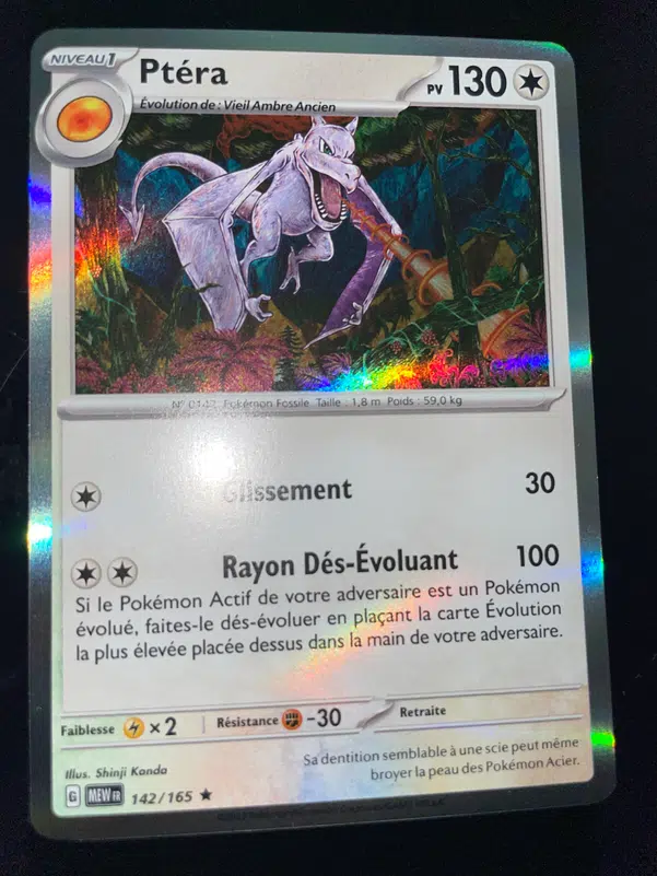 Ptéra 142/165 écarlate et violet série 151 carte Pokemon