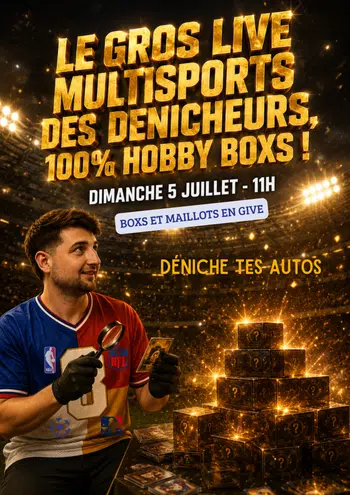 LE BIG LIVE MULTISPORTS 100% HOBBY BOXS !! NBA, NFL, MLB, FOOT 🏀🏈⚾️⚽️ BOXS ET MAILLOTS EN GIVE !