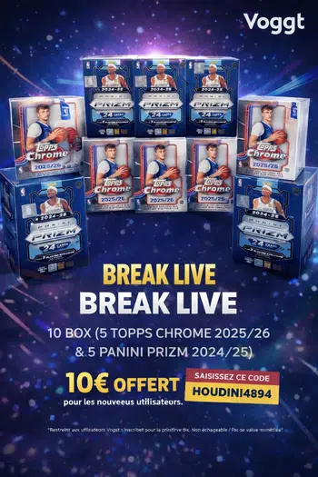 Break 10 box: 260 cartes 5 value box Panini Prizm basketball 2024/25 et 5 Topps chrome basketball 2025/26