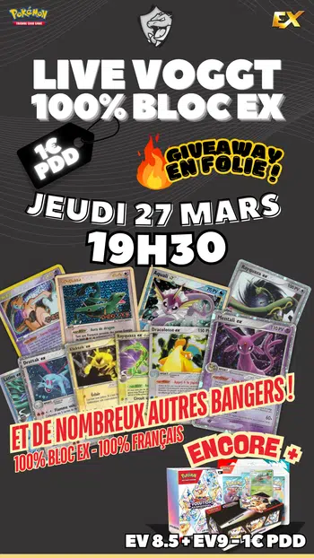 🌟 LIVE 100% BLOC EX 1€ PDD FR | SCELLÉS 151 & EV9 & EV 8.5 1€ PDD 🌟 | Aquali star, Mentali ex , Rayquaza ex, Dracolosse ex ect... | + GIVEAWAY EN FOLIE 🎁🐀 #THXCARD