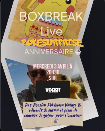 Boxbreak Anniversaire 🎁 PokeSurprise + enchères Cartes Gradée et Coffrets Rare (UPC Dracaufeu Premium en FR à gagner)