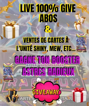 🎁 GAGNE TON BOOSTER ASTRES RADIEUX 🎁 : LIVE 100% GIVE ABOS + Cartes à l'unité (shiny, Mew, et autre série...