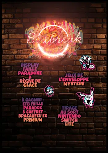 Enveloppe Mystère-BoxBreak EV4 & EB6-Tirage au sort NintendoSwitchLite-5 tickets / tranche de 20 euros - Give Abo&Acheteur Set de base ED1, Jungle, Fossil, Team Rocket, en loose et Holo, Reverse et Full Art.