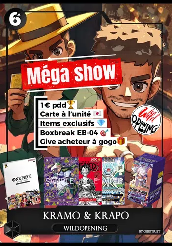 🏴‍☠️🏆MEGA SHOW 1€PDD🏆🏴‍☠️Carte à l'unitée, EB-04 & items exclusif⚡️🏴‍☠️