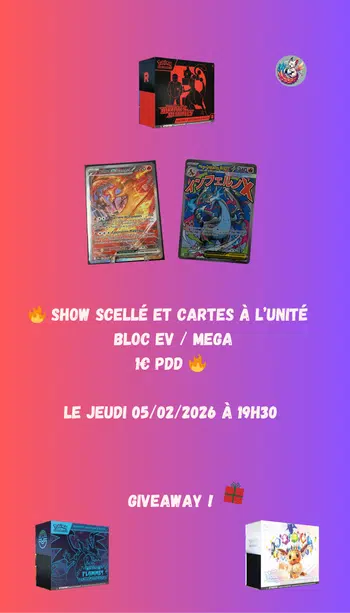 🔥 Show scellé et cartes à l’unité  BLOC EV / MEGA 1€ PDD 🔥