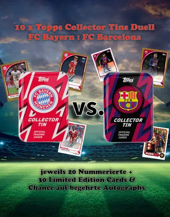 DAS GROßE DUELL ⚽🔥 FC Bayern vs. FC Barcelona - 10 Boxer Collector Tins 💥