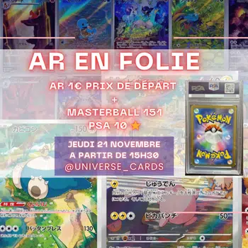 🤩 AR EN FOLIE 🤩1€ PDD + MASTERBALL 151 PSA 10 ✨ + CARTES RARES