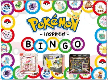 Pokémon Bingo. Preise 151 DE Binder Kollektion, Cellebration Sammelkoffer DEund Shing Fates Pin Collection