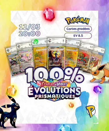 Show de Cartes Gradées EV8.5 Évolutions Prismatiques 💎 -> Noctali ALT CCC 9, Pikachu GOLD CCC 9.5 et bien d'autres à 1€ prix de départ 😍🚀🔥🤯 💫