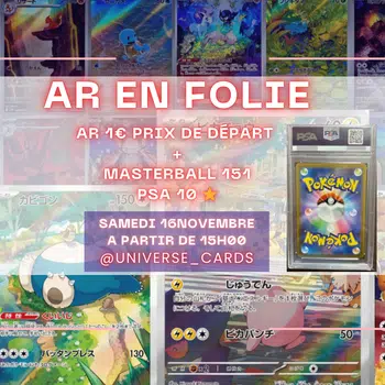 🤩 AR EN FOLIE 🤩1€ PDD + MASTERBALL 151 PSA 10 ✨