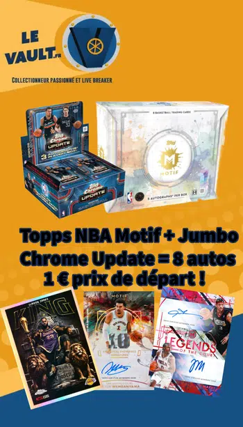 1 € Pdd - Big Break NBA : Topps Motif 25-26 + 1 Topps Jumbo Chrome Udapte = 8 autos