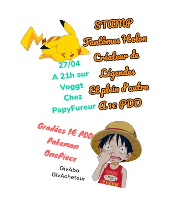 🔥BANGERRRRR 1€PDD Gradé Pokémon et OnePiece,Carte STAMP Pokémon....🔥.