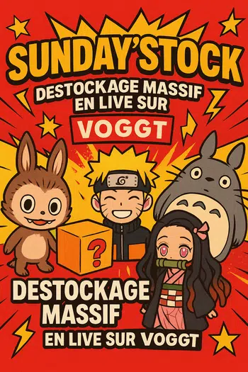 Le retour du SUNDAY’STOCK ? Le Destockage à petit prix ! Viens te faire plaisir ! (Labubu, figurines, jeux…etc.)