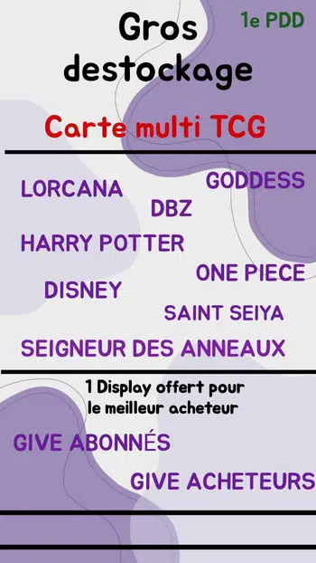 GROS DESTOCKAGE DE CARTE MULTI TCG !! 1 display offerte au meilleur acheteur !! GIVE ACHETEUR ET ABONNEE