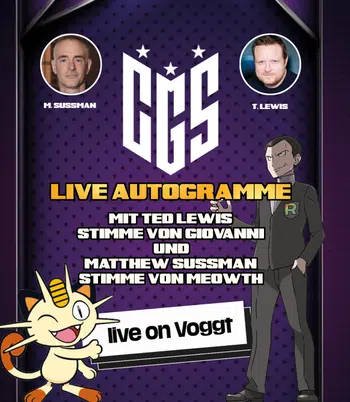 Live Autogramme mit Ted Lewis (Voice of Giovanni) & Matthew Sussman (Voice of Meowth)