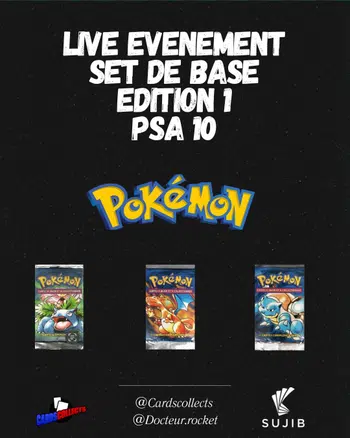 ÉNORME SHOW « SET DE BASE ÉDITION 1 » FULL SET PSA 10 & BOOSTERS A 1€ CE SOIR UNIQUEMENT SUR VOGGT !