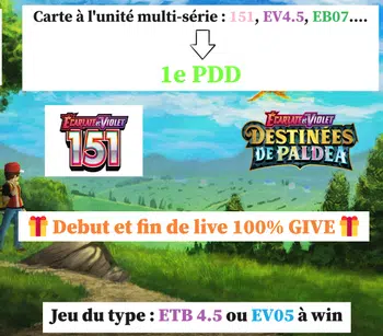 Déstockage Carte à l'unité 151, EV4.5 ➡️ 1e PDD + Jeu de l'Energie ➡️ ETB4.5 ou EV05 à win !