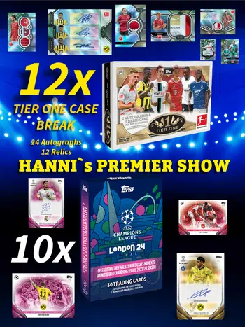 TOPPS TAKEOVER PREMIER SHOW 🔥FULL CASE Bundesliga TIER ONE 22/23 & 10 BOXER UCL FINAL LONDON 2024💥