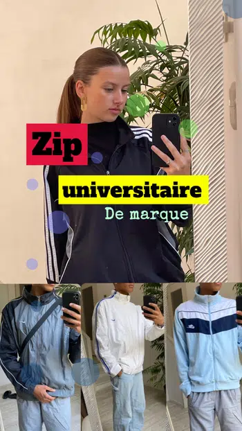 Zip universitaire Vintage de marque